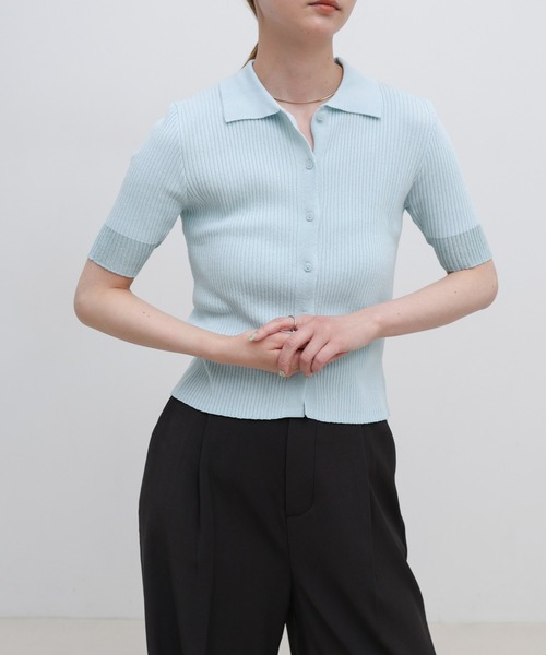 select MOCA(セレクトモカ)の「【ZOZO限定】ハーフスリーブリブニットカーディガン(カーディガン/ボレロ・レディース・グレー/ブラック/ライトブルー・FREE)」の9枚目の写真