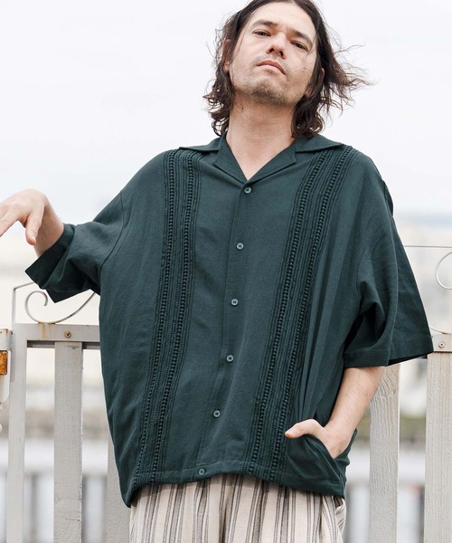 CAMBIO(カンビオ)の「mhs2552-Cotton Linen Tape Switch Open Collar Shirts オープンカラーシャツ(CAM26SS-024)(シャツ/ブラウス・メンズ・ブラック/ベージュ/グリーン・S/L/M)」の4枚目の写真