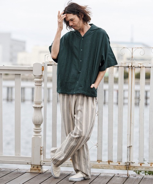 CAMBIO(カンビオ)の「mhs2552-Cotton Linen Tape Switch Open Collar Shirts オープンカラーシャツ(CAM26SS-024)(シャツ/ブラウス・メンズ・ブラック/ベージュ/グリーン・S/L/M)」の6枚目の写真
