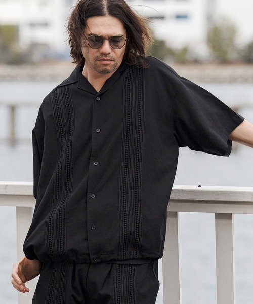 CAMBIO(カンビオ)の「mhs2552-Cotton Linen Tape Switch Open Collar Shirts オープンカラーシャツ(CAM26SS-024)(シャツ/ブラウス・メンズ・ブラック/ベージュ/グリーン・S/L/M)」の8枚目の写真