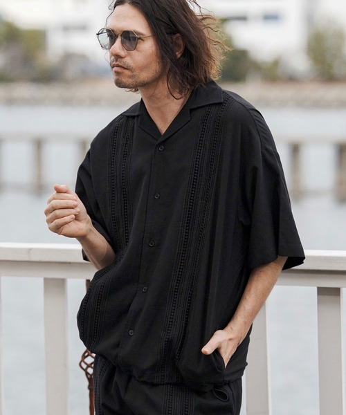 CAMBIO(カンビオ)の「mhs2552-Cotton Linen Tape Switch Open Collar Shirts オープンカラーシャツ(CAM26SS-024)(シャツ/ブラウス・メンズ・ブラック/ベージュ/グリーン・S/L/M)」の9枚目の写真