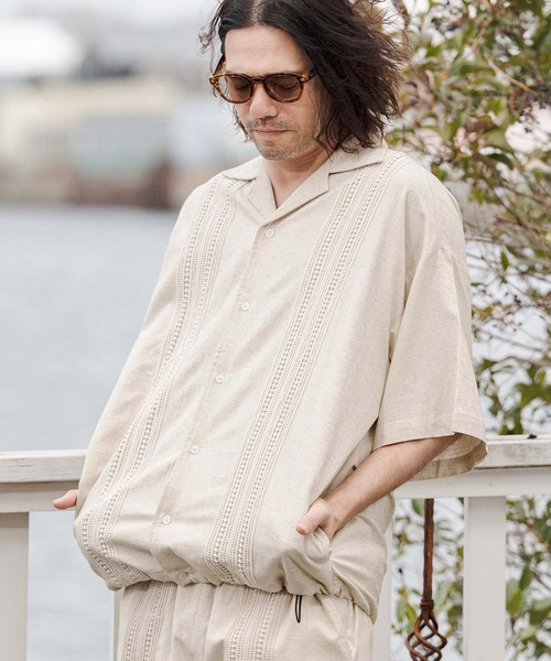 CAMBIO(カンビオ)の「mhs2552-Cotton Linen Tape Switch Open Collar Shirts オープンカラーシャツ(CAM26SS-024)(シャツ/ブラウス・メンズ・ブラック/ベージュ/グリーン・S/L/M)」の12枚目の写真