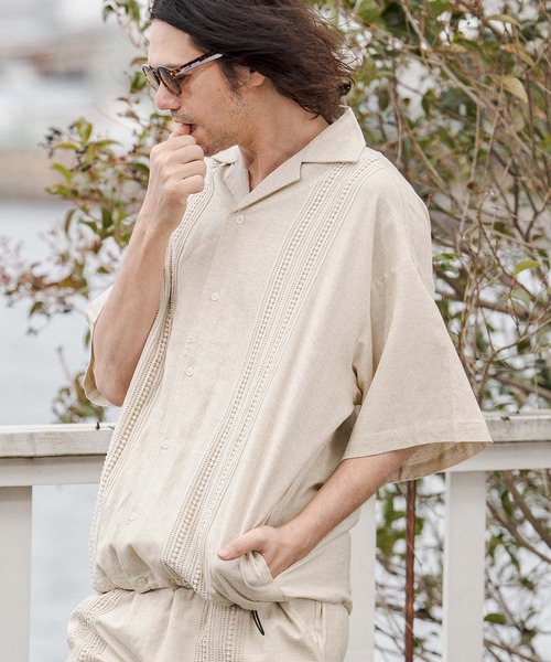 CAMBIO(カンビオ)の「mhs2552-Cotton Linen Tape Switch Open Collar Shirts オープンカラーシャツ(CAM26SS-024)(シャツ/ブラウス・メンズ・ブラック/ベージュ/グリーン・S/L/M)」の13枚目の写真