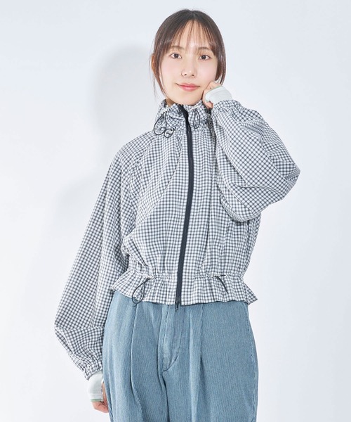 Nora Lily elle(ノラリリーエル)の「【Nora Lily】「elle」Gingham Gathered Blouson(ブルゾン・レディース・ブラック/グレー・FREE)」の2枚目の写真