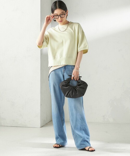 SLOANE（スローン）の「【SHIPS別注】SLOANE:〈手洗い可能〉半袖 ショート スウェット（Tシャツ/カットソー・レディース・ライトグリーン/ネイビー・ONE SIZE）」の4枚目の写真