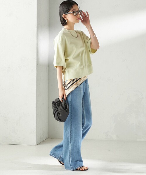 SLOANE（スローン）の「【SHIPS別注】SLOANE:〈手洗い可能〉半袖 ショート スウェット（Tシャツ/カットソー・レディース・ライトグリーン/ネイビー・ONE SIZE）」の6枚目の写真