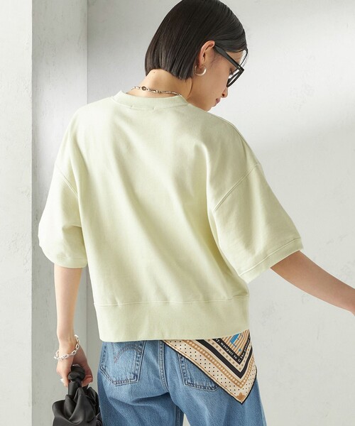 SLOANE（スローン）の「【SHIPS別注】SLOANE:〈手洗い可能〉半袖 ショート スウェット（Tシャツ/カットソー・レディース・ライトグリーン/ネイビー・ONE SIZE）」の8枚目の写真