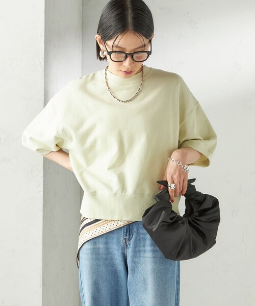 SLOANE（スローン）の「【SHIPS別注】SLOANE:〈手洗い可能〉半袖 ショート スウェット（Tシャツ/カットソー・レディース・ライトグリーン/ネイビー・ONE SIZE）」の10枚目の写真