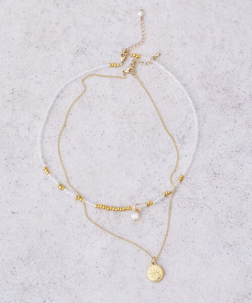 earth music&ecology（アースミュージックアンドエコロジー）の「2SETビーズ&プレートネックレス（ネックレス・レディース・シルバー/ゴールド・FREE）」の2枚目の写真