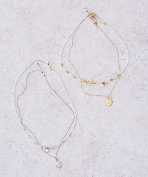 earth music&ecology（アースミュージックアンドエコロジー）の「2SETビーズ&プレートネックレス（ネックレス・レディース・シルバー/ゴールド・FREE）」の3枚目の写真