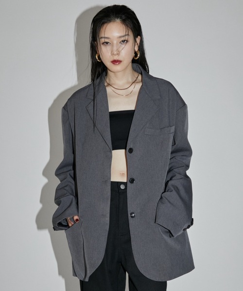 VION(ヴィオン)の「Oversized Tailored Jacket / オーバーサイズテーラードジャケット(テーラードジャケット・レディース・ブルーグレー/ブラック/チャコールグレー・S/M)」の3枚目の写真