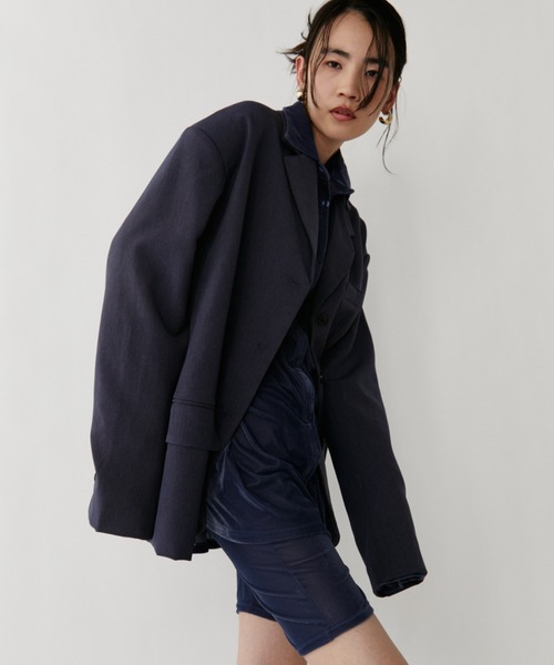 VION(ヴィオン)の「Oversized Tailored Jacket / オーバーサイズテーラードジャケット(テーラードジャケット・レディース・ブルーグレー/ブラック/チャコールグレー・S/M)」の4枚目の写真