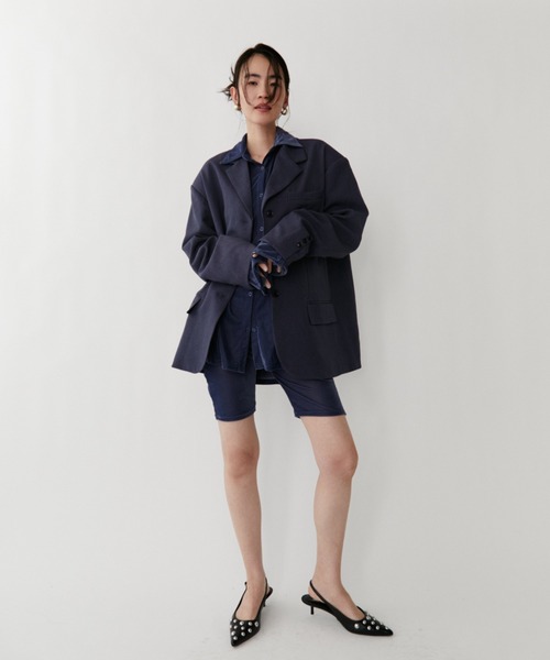 VION(ヴィオン)の「Oversized Tailored Jacket / オーバーサイズテーラードジャケット(テーラードジャケット・レディース・ブルーグレー/ブラック/チャコールグレー・S/M)」の6枚目の写真