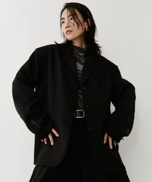 VION(ヴィオン)の「Oversized Tailored Jacket / オーバーサイズテーラードジャケット(テーラードジャケット・レディース・ブルーグレー/ブラック/チャコールグレー・S/M)」の14枚目の写真