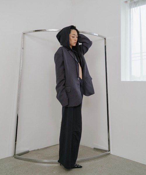 VION(ヴィオン)の「Oversized Tailored Jacket / オーバーサイズテーラードジャケット(テーラードジャケット・レディース・ブルーグレー/ブラック/チャコールグレー・S/M)」の8枚目の写真