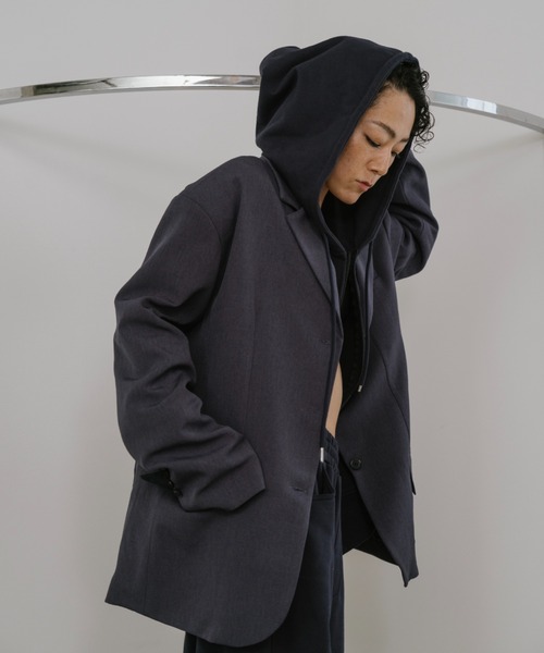 VION(ヴィオン)の「Oversized Tailored Jacket / オーバーサイズテーラードジャケット(テーラードジャケット・レディース・ブルーグレー/ブラック/チャコールグレー・S/M)」の7枚目の写真