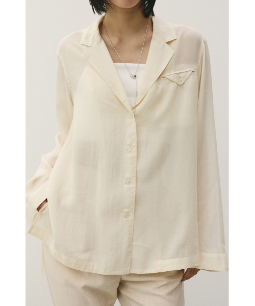 STYLEMIXER(スタイルミキサー)の「テーラーカラーオープンシャツ(シャツ/ブラウス・レディース・オレンジ/アイボリー/サックスブルー/ライトブラウン・FREE)」の1枚目の写真