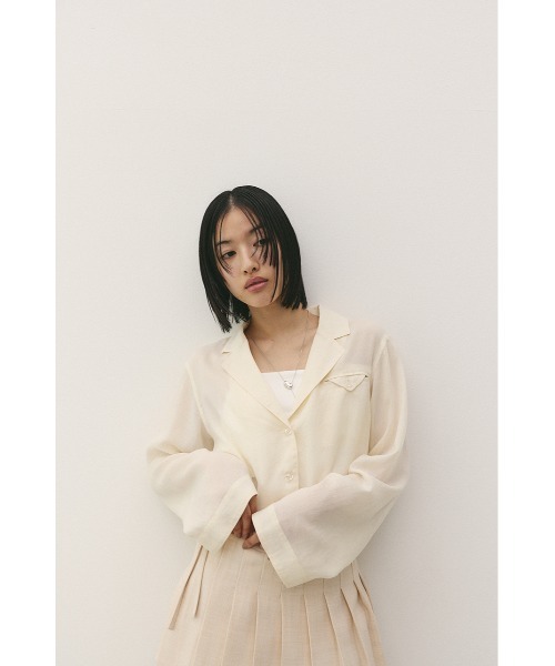 STYLEMIXER(スタイルミキサー)の「テーラーカラーオープンシャツ(シャツ/ブラウス・レディース・オレンジ/アイボリー/サックスブルー/ライトブラウン・FREE)」の9枚目の写真