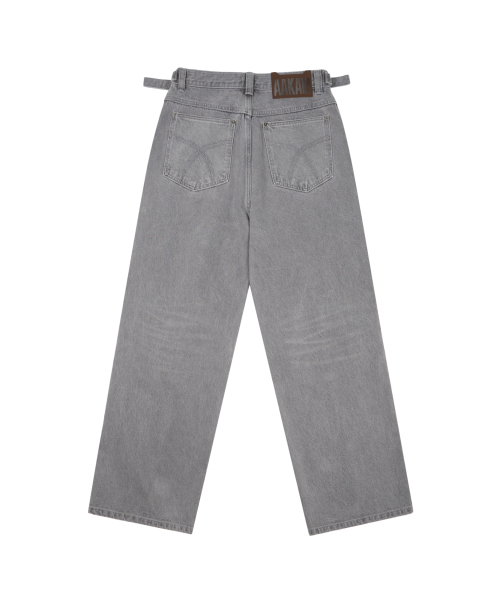 Knee Panel Biker Denim Pants (Gray)（デニムパンツ）｜AAKAM 