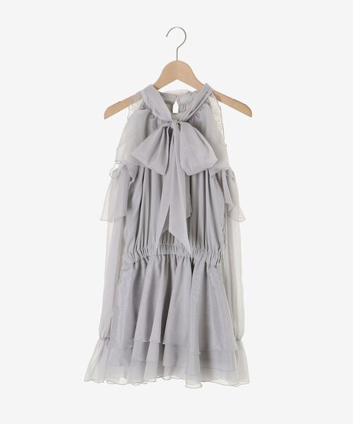 MAJESTIC LEGON（マジェスティックレゴン）の「アメスリフリルリボンミニワンピース（ワンピース・レディース・アイボリー/ブルー系その他2/ホワイト系その他2/グレー・MEDIUM）」の5枚目の写真