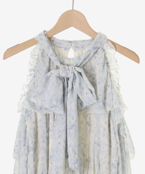 MAJESTIC LEGON（マジェスティックレゴン）の「アメスリフリルリボンミニワンピース（ワンピース・レディース・アイボリー/ブルー系その他2/ホワイト系その他2/グレー・MEDIUM）」の7枚目の写真