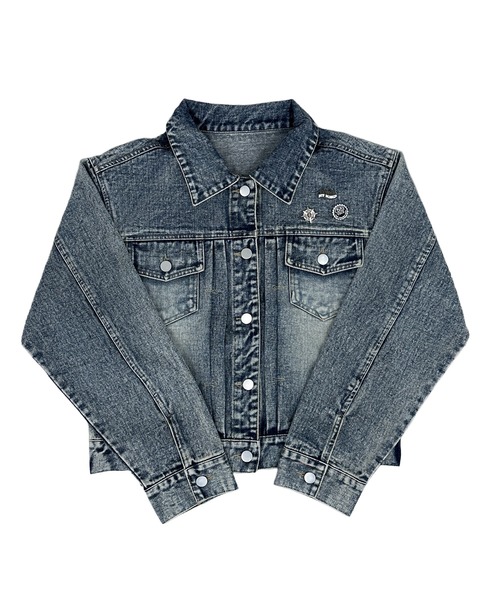 MATU:TA（マトゥータ）の「BAYSTARS DENIM JACKET / デニムジャケット ジージャン オーバーサイズ 秋アウター ミドル丈 ワッペン 刺繍ロゴ 野球観戦コーデ [横浜 DeNA BAYSTARS 公式ライセンス商品]（デニムジャケット・レディース・ブルー・FREE）」の2枚目の写真
