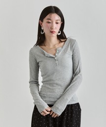 Henley Rib Top / ヘンリーネックリブトップ