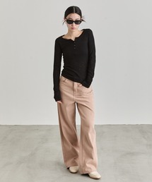 Henley Rib Top / ヘンリーネックリブトップ