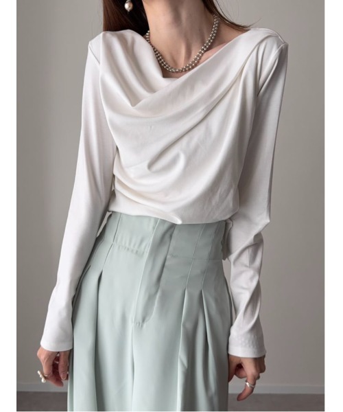 fifth（フィフス）の「ドレープデザインカットソー（Tシャツ/カットソー・レディース・ホワイト/ブラック・M）」の3枚目の写真