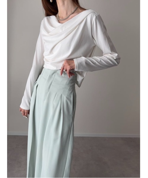 fifth（フィフス）の「ドレープデザインカットソー（Tシャツ/カットソー・レディース・ホワイト/ブラック・M）」の4枚目の写真