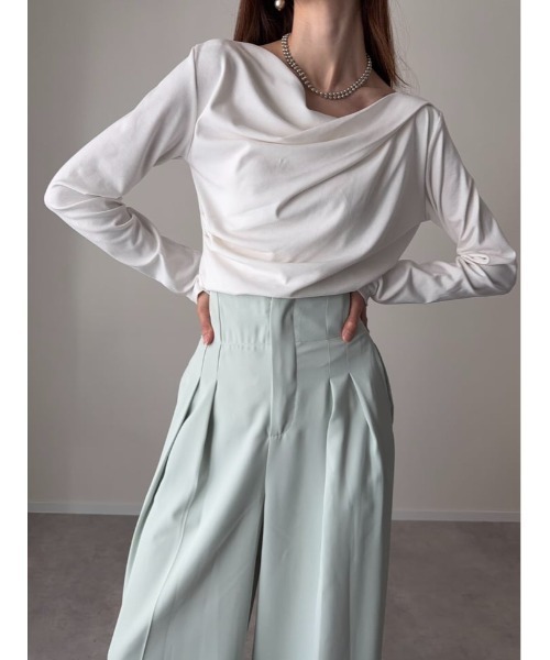 fifth（フィフス）の「ドレープデザインカットソー（Tシャツ/カットソー・レディース・ホワイト/ブラック・M）」の5枚目の写真