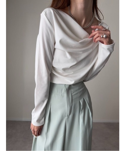 fifth（フィフス）の「ドレープデザインカットソー（Tシャツ/カットソー・レディース・ホワイト/ブラック・M）」の6枚目の写真