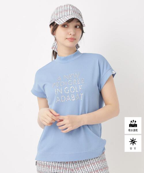 adabat(アダバット)の「【吸水速乾】UVメッセージロゴモックT(Tシャツ/カットソー・レディース・ライトブルー/ベビーピンク/ブラック/ネイビー・42/40/38/36)」の2枚目の写真