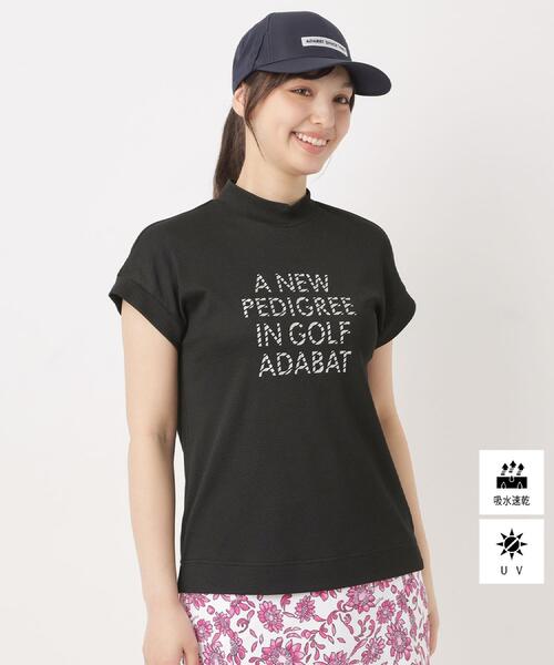 adabat(アダバット)の「【吸水速乾】UVメッセージロゴモックT(Tシャツ/カットソー・レディース・ライトブルー/ベビーピンク/ブラック/ネイビー・42/40/38/36)」の1枚目の写真