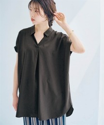 袖シャーリングシャツチュニック