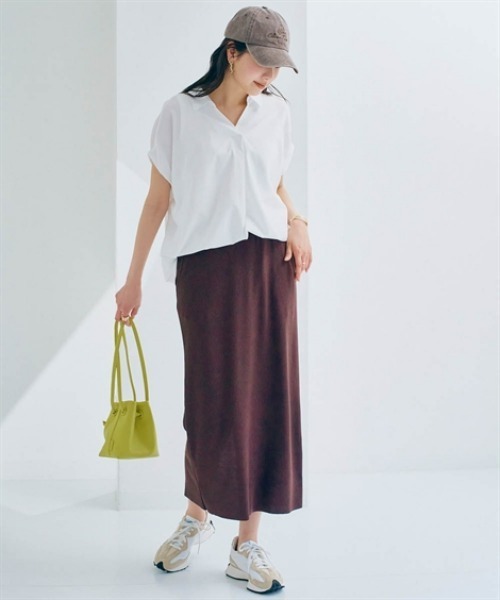 nissen（ニッセン）の「袖シャーリングシャツチュニック（その他トップス・レディース・オフホワイト/ライトグリーン/チャコール・LL/L/M/S）」の7枚目の写真