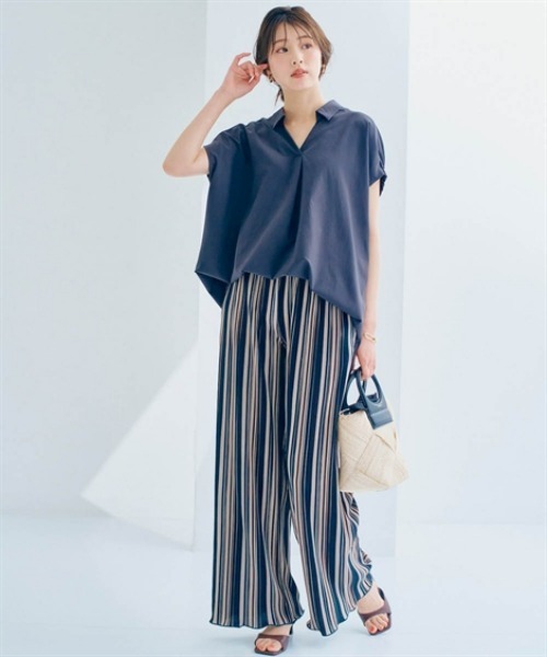 nissen（ニッセン）の「袖シャーリングシャツチュニック（その他トップス・レディース・オフホワイト/ライトグリーン/チャコール・LL/L/M/S）」の11枚目の写真