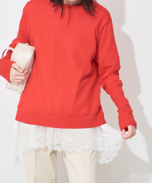 SLOBE IENA(スローブイエナ)の「《WEB限定/追加6》レースコンビカットソー(Tシャツ/カットソー・レディース・ブラック/ホワイト・FREE)」の17枚目の写真