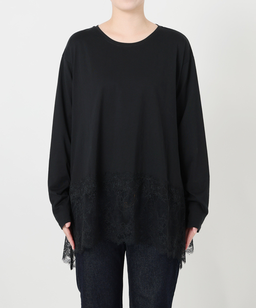 SLOBE IENA(スローブイエナ)の「《WEB限定/追加6》レースコンビカットソー(Tシャツ/カットソー・レディース・ブラック/ホワイト・FREE)」の19枚目の写真