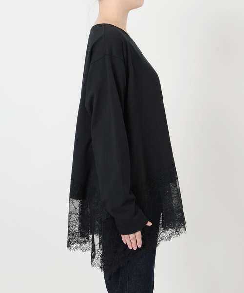 SLOBE IENA(スローブイエナ)の「《WEB限定/追加6》レースコンビカットソー(Tシャツ/カットソー・レディース・ブラック/ホワイト・FREE)」の10枚目の写真
