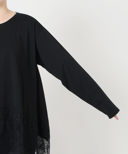 SLOBE IENA(スローブイエナ)の「《WEB限定/追加6》レースコンビカットソー(Tシャツ/カットソー・レディース・ブラック/ホワイト・FREE)」の11枚目の写真