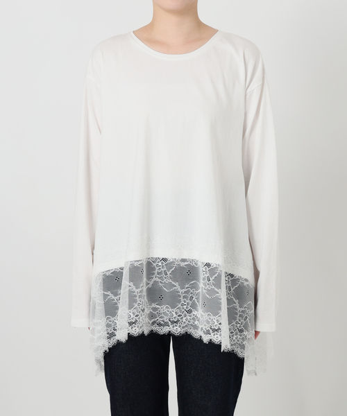 SLOBE IENA(スローブイエナ)の「《WEB限定/追加6》レースコンビカットソー(Tシャツ/カットソー・レディース・ブラック/ホワイト・FREE)」の14枚目の写真