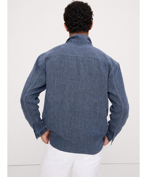 Banana Republic(バナナリパブリック)の「リラックスフィット リネン リゾートシャツ(シャツ/ブラウス・メンズ・チャコールグレー/ブルー・XL/L/M/S)」の3枚目の写真