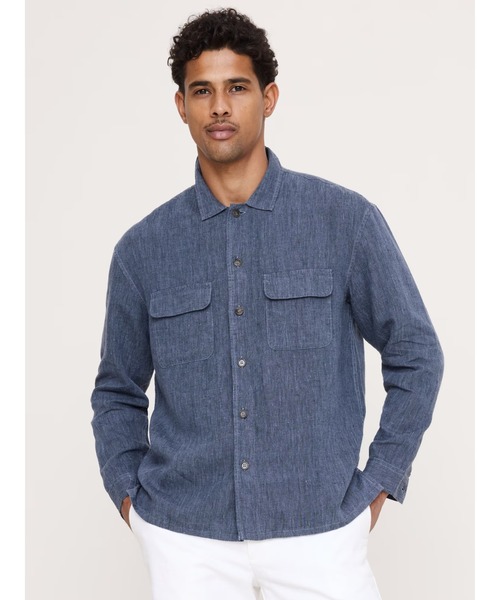 Banana Republic(バナナリパブリック)の「リラックスフィット リネン リゾートシャツ(シャツ/ブラウス・メンズ・チャコールグレー/ブルー・XL/L/M/S)」の2枚目の写真