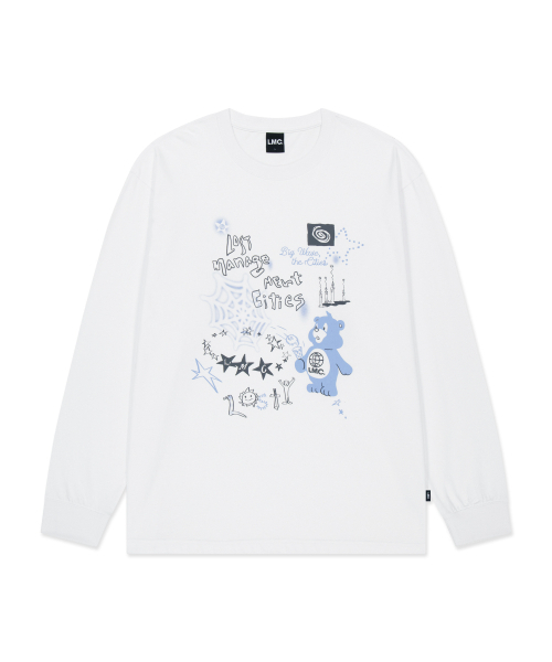LMCの「DOODLE BEAR COLLAGE LONG SLV TEE white(Tシャツ/カットソー・レディース・その他・LARGE/MEDIUM/SMALL/X-LARGE)」の1枚目の写真