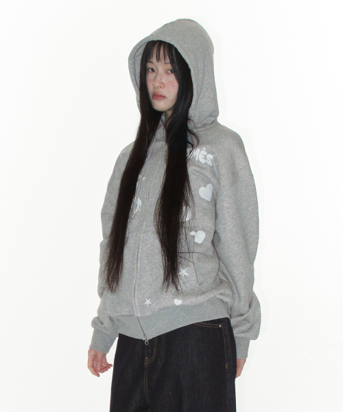 AMESWORLDWIDE（アメスワールドワイド）の「UNICORN DRAWING HOODIE ZIP-UP GREY（パーカー・レディース・その他・FREE）」の4枚目の写真