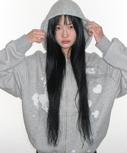 AMESWORLDWIDE（アメスワールドワイド）の「UNICORN DRAWING HOODIE ZIP-UP GREY（パーカー・レディース・その他・FREE）」の5枚目の写真