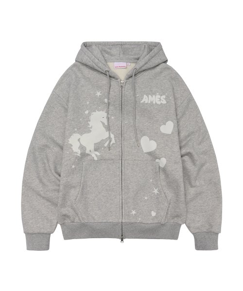 AMESWORLDWIDE（アメスワールドワイド）の「UNICORN DRAWING HOODIE ZIP-UP GREY（パーカー・レディース・その他・FREE）」の8枚目の写真