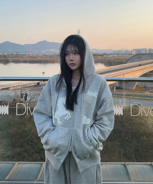 AMESWORLDWIDE（アメスワールドワイド）の「UNICORN DRAWING HOODIE ZIP-UP GREY（パーカー・レディース・その他・FREE）」の10枚目の写真