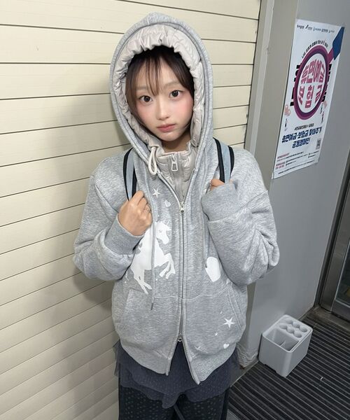 AMESWORLDWIDE（アメスワールドワイド）の「UNICORN DRAWING HOODIE ZIP-UP GREY（パーカー・レディース・その他・FREE）」の21枚目の写真